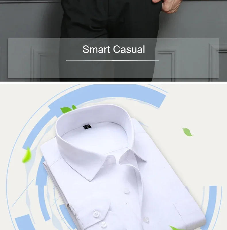 Description Picture 3 of itemPlus Size Men Dress Shirts Long Sleeve Slim Fit Solid Striped Business Formal White Man Shirt Male Social Big Size Clothing