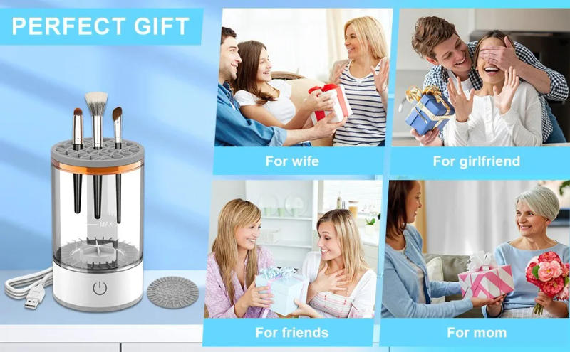 Description Picture 3 of itemUSB Electric Makeup Brush Cleaner Portable 3 In 1 Makeup Brushes Cleaner Drying Rack Lazy Cleaning Brush Washer Quick Dry Tool