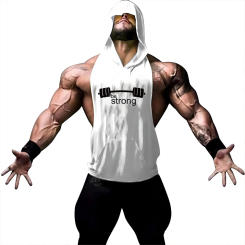 Clothing Men's solid color printed hooded vest Breathable and comfortable sleeveless fitness exercise fast dry how many optional