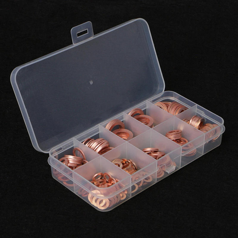 Description Picture 5 of item200Pcs Flat Ring Seal Assortment Kit with Box Copper Washer Sealing Gasket Assortment Kit Metric Sealing Washer Assortment Set
