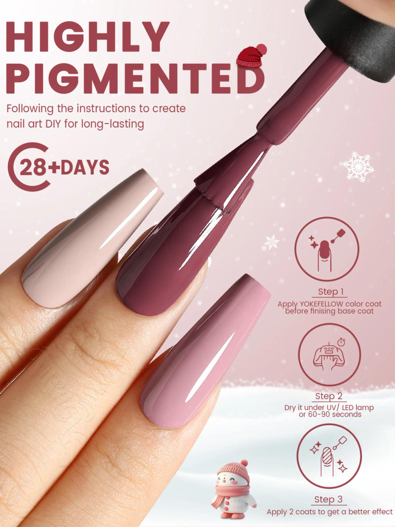 Description Picture 5 of itemYOKEFELLOW 10ML Grey Pink Gel Nail Polish Morandi Color Semi Permanent Soak Off Nail Art For Manicure Gel Varnish Autumn Winter