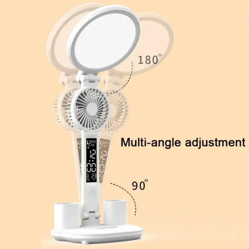 Description Picture 4 of itemLED Clock Table Lamp LED Fan Light Foldable for Reading Eye Protection Night Lights Dimmable Desk Lamp Plug-in /USB Chargeable