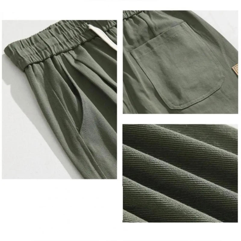 Description Picture 3 of itemSolid Color Pants Men's Wide-leg Retro Work Pants Breathable Versatile Trousers for Casual or Formal Wear Retro Casual Trousers