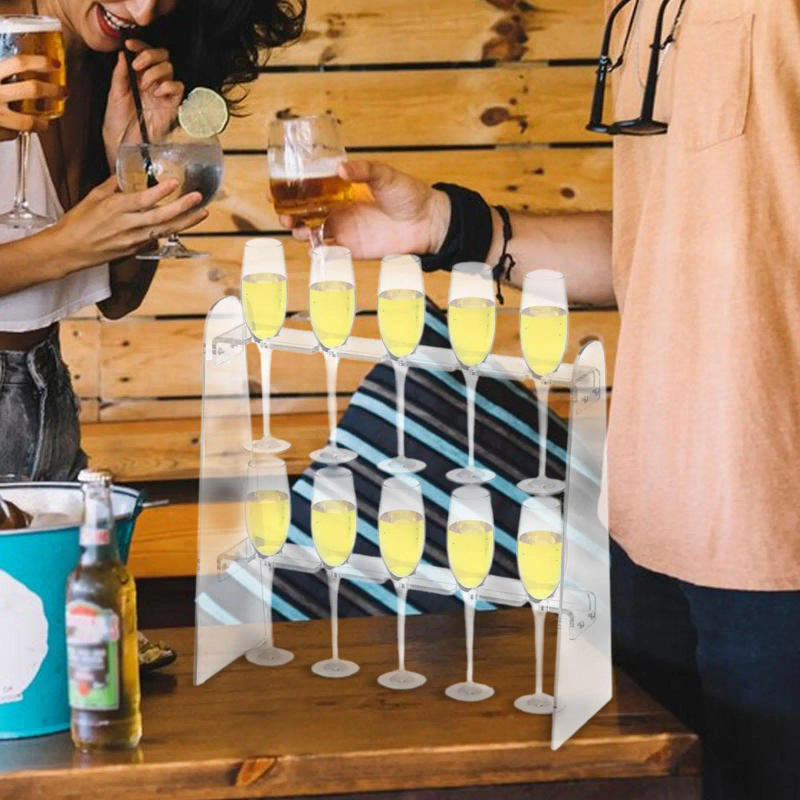 Description Picture 4 of itemChampagne Glass Holder Stand for Countertop Clear Champagne Holder with 10 Slots for Bridal Shower Bar Birthday Party Decoration