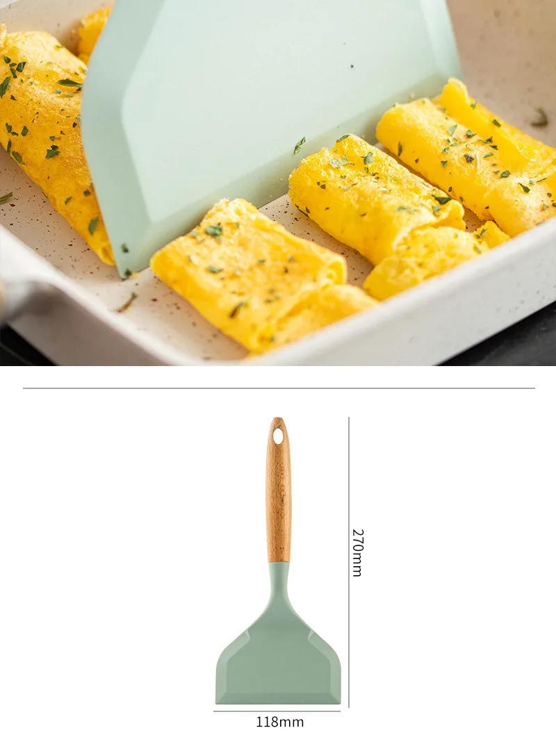 Description Picture 4 of itemHigh Temperature Resistance Kitchen Tools Non-stick Turners Cooking Utensils Silicone Spatula Wide Pizza Shovel Food Lifters