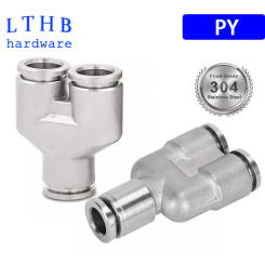 Air Hose Fittings 304 Stainless Steel Pneumatic Connectors PY 3-way 4mm 6mm 8mm 10mm 12mm Quick Release Push in Pipe Connector