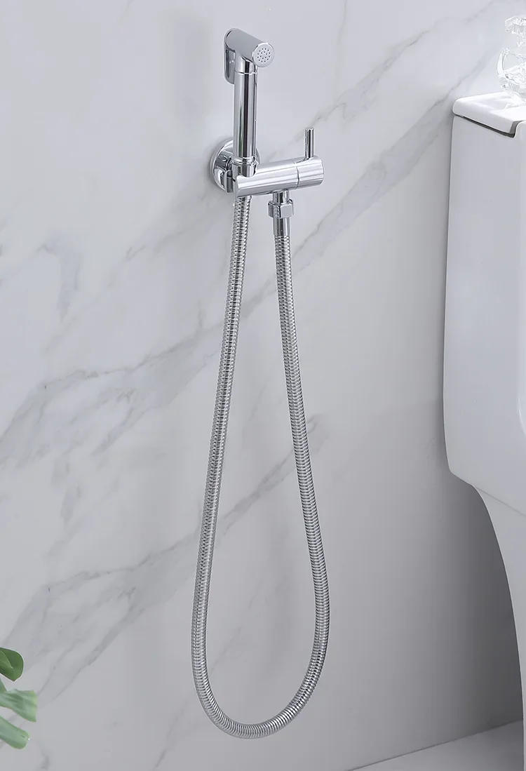 Description Picture 4 of itemWall Mounted Toilet Bidet Sprayer Set Brass Single Cold Shattaf Bathroom Sprayer Shower Bidet High Pressure Gun Chrome Gold