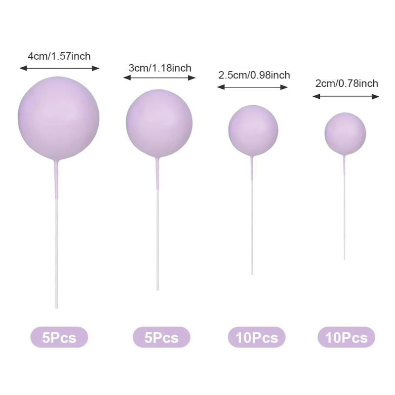 Description Picture 2 of item30Pcs Balls Cake Toppers Macaron Color Mini Balloon DIY Cupcake Insert Topper For Birthday Wedding Anniversary Baby Shower Decor