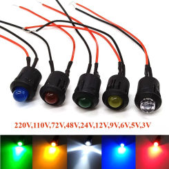 220V,110V,48V ,36V,24V,12V ,9V,6V5V,3V 8mm Pre-Wired LEDs with Holders Emitting Diodes Bulb Lights for DIY Hobbyists