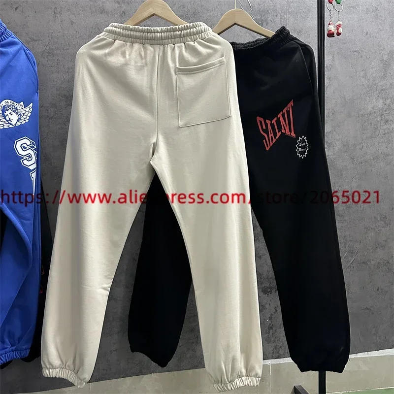 Description Picture 3 of itemHigh Quality  Heavy Fabric Saint Michael Sweatpants Men Women Couple Angel Print Jogger Drawstring Trousers  Pants