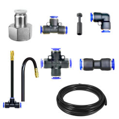 Free Bending Yellow Copper Mist Nozzle Universal Spray Nozzle 8mm Straight Push Lock Joint Garden Humidification Sprayer
