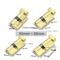Aluminum alloy door with 3 holes, height 32MM, length 50mm to 85mm, anti-theft door eccentric lock cylinder with key included