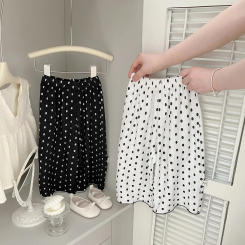 Girls' Summer Outfit New Casual Pants 2025 Korean Style Stylish Versatile Thin Polka Dot Mosquito Proof Pants Straight Leg Pants