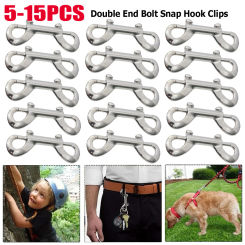 5-15PCS Scuba Diving Double End Bolt Snap Hook Clips 316 Stainless Steel B-Shape Spring Hook for Linking Dog Leash Feed Buckets
