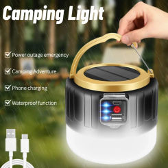 Solar Light Waterproof Camping Lamp Outdoor Energy Saving Bulb Rechargeable Tent Lamp Portable Camping Fishing Lantern Lights