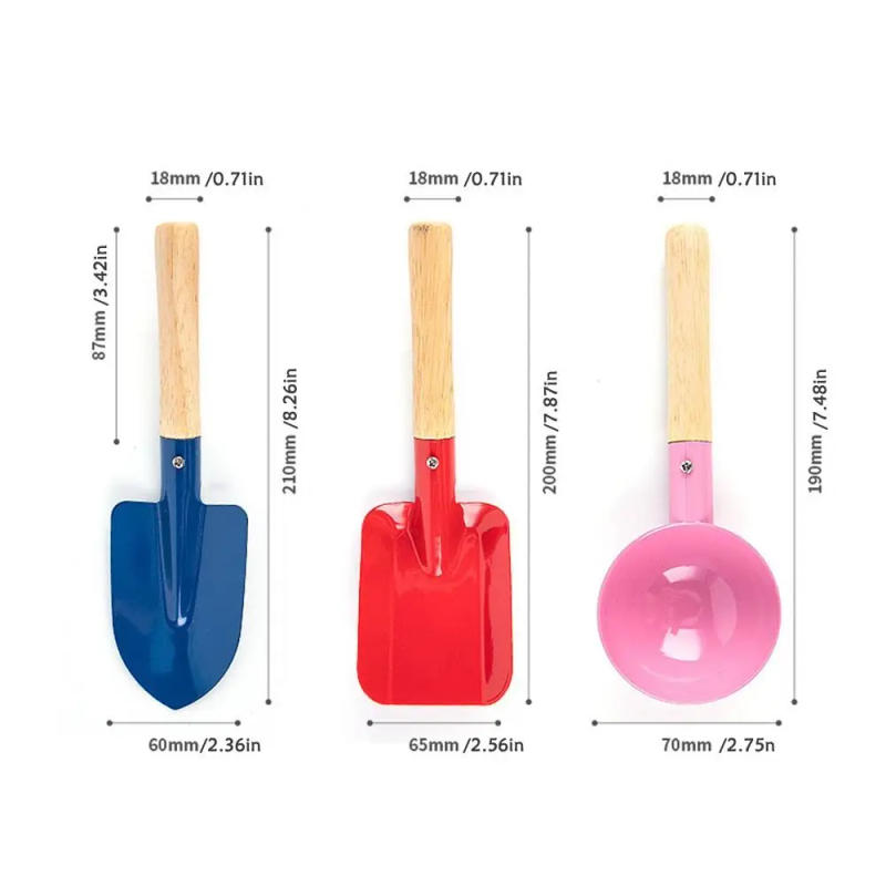 Description Picture 4 of itemKids Candy Color Garden Tools Mini Metal Trowel with Wooden Handle Gardening Tools Trowel Rake Shovel for Children