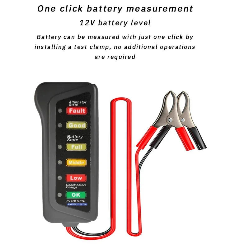 Description Picture 2 of itemBattery Tester Automobile Motorcycle Battery Car Batterys Testers ABS Red Yellow Green Display 12V Battery Level Tester