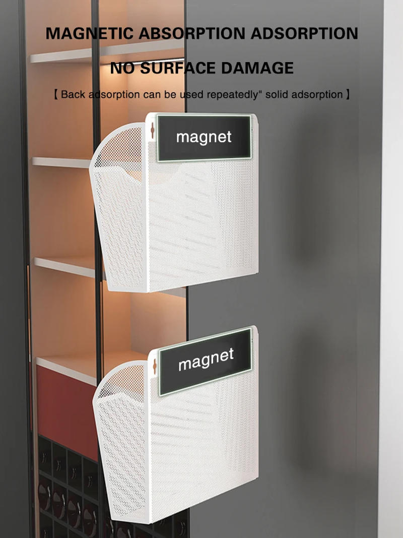 Description Picture 5 of itemRefrigerator Magnetic Attraction Storage Rack Home Wall Hanging Basket Kitchen Magnetic Iron Shelf Sundries Organizers Holder