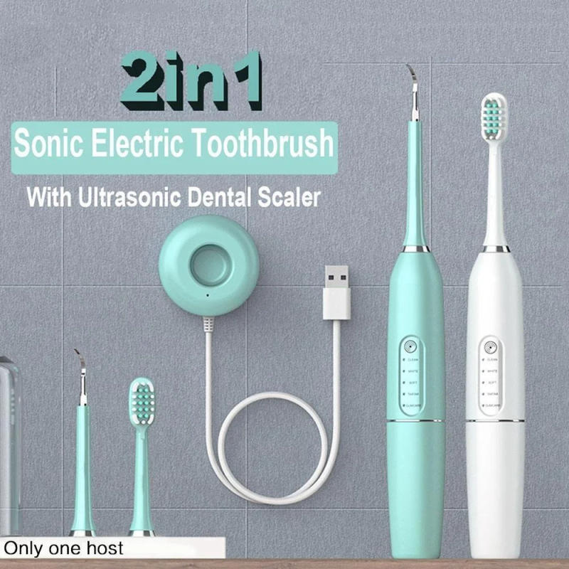 Description Picture 2 of itemElectric Ultrasonic Dental Scaler Toothbrush Whitening Teeth Tartar Removal Tool 2in1 USB Charger