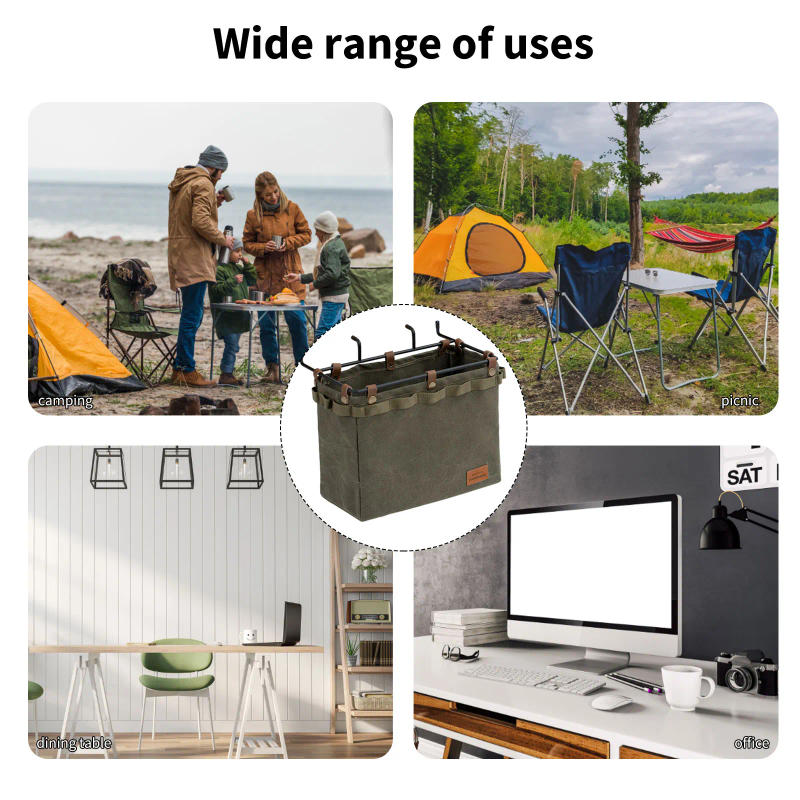 Description Picture 5 of itemCamping Table Side Storage Bag Multifunctional Folding Canvas Bag  with Hook Outdoor Picnic Desk Cookware Hanging Bag