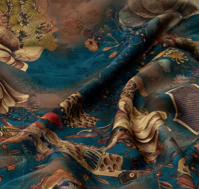 Description Picture 2 of itemHigh Quality Jacquard Fabrics Vintage By Meters for Skirts Dresses Sewing Chinese Style Flower Pattern Cloth Skin Friendly Drape