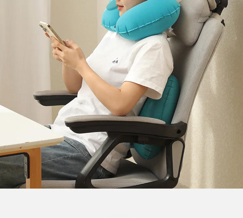 Description Picture 6 of itemOutdoor Camping U-shaped Travel Pillow Inflatable Neck Pillow Portable Folding Travel Car Airplane Inflatable Ring Neck Pillow