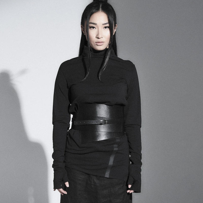 Description Picture 5 of itemWomen Fashion Punk Corset Wide Belts Women Slimming Body Bustier Waistband PU Leather Hip Hop Gothic Dress Girdle Belt Straps