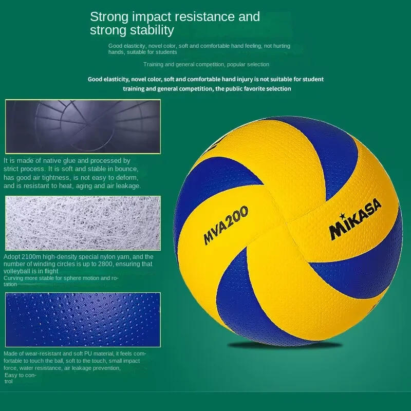 Description Picture 4 of itemNew Brand Size 5 PU Soft Touch Volleyball Official Match MVA200 Volleyballs ,High Quality Indoor Training Volleyball Balls