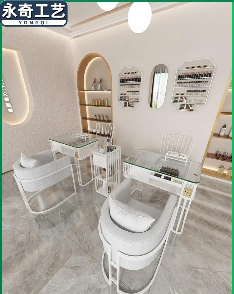 Description Picture 2 of itemNordic Modern Nail Table Dressing Storage Professional Manicure Table Marble Tabletop Mesa Manicura Salon Furniture KM40NT