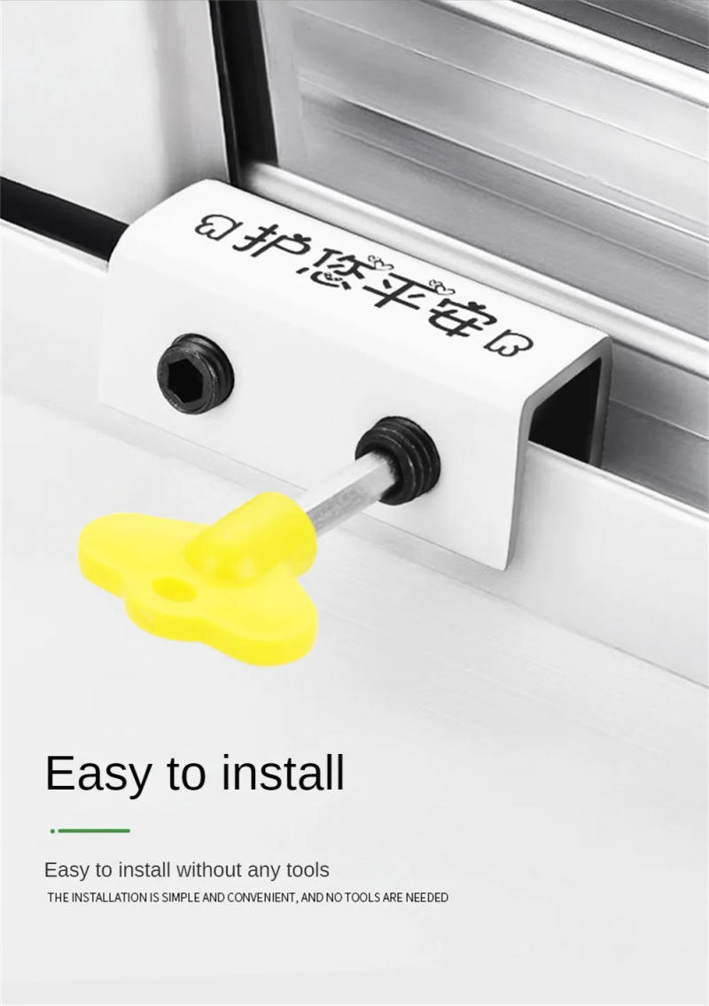 Description Picture 5 of itemNon-perforated Window Screen Limiter Aluminum Alloy Door and Window Fixed Push-pull Child Lock Buckle Anti-theft Lock