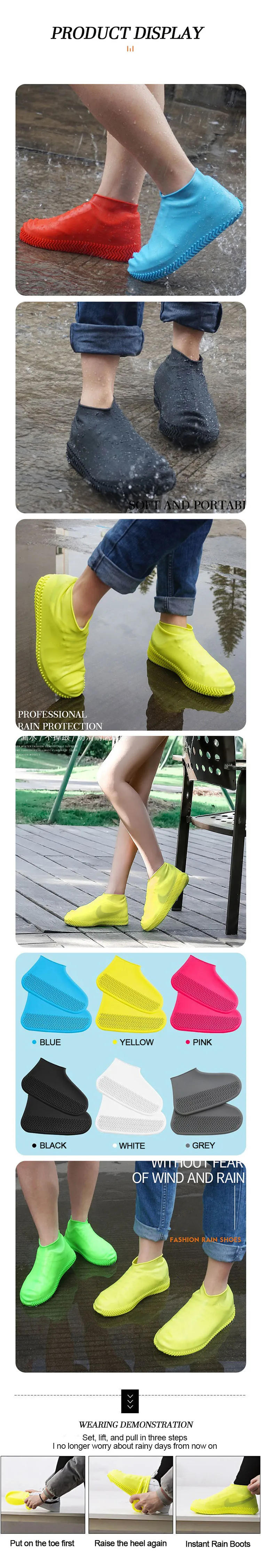 Description Picture 3 of itemRubber Rain Boots Rain Shoe Cover for Shoes Silicone Rain Boots Covers Protector Waterproof Footwear Covers