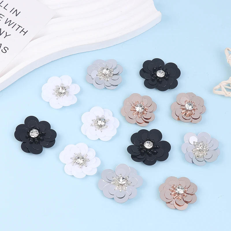 Description Picture 5 of item3Pcs Multi-Color Sequins Beads Flowers Cloth Paste Clothes Hats Shoes Socks Decorative Patch Decals DIY Accessories