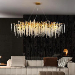 Modern Gold  Crystal Chandeliers Luxury Ceiling Chandelier Living Room Decoration Villa Led Pendant Lamp Bedroom Light Fixtures
