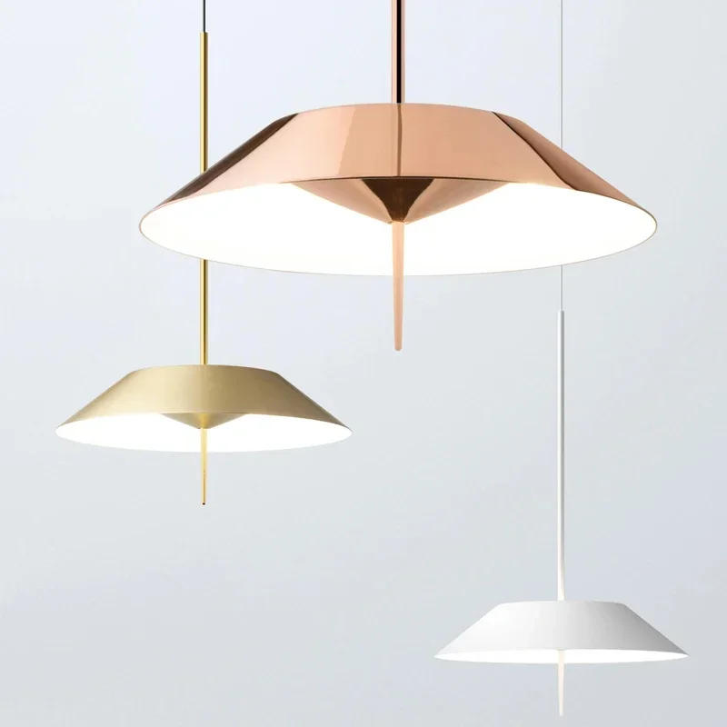 Description Picture 2 of itemModern minimalist restaurant LED chandelier painted umbrella metal Nordic dining table living room home decoration chandelier