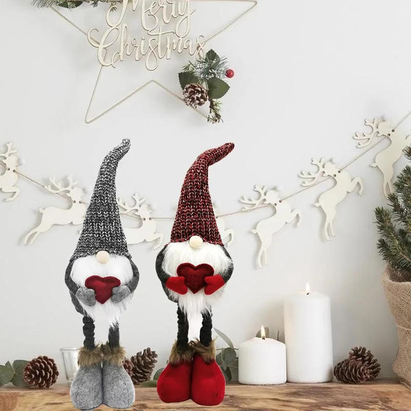Description Picture 2 of item2024 new Christmas decoration knitted red gray love knitted telescopic doll Nordic style elves