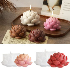 DIY Lotus Candle Silicone Molds 3D Flower Aromatherapy Plaster Crafts Resin Mold Handmade Soap Ice Chocolate Making Home Gifts
