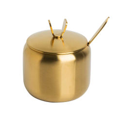 Golden Stainless Steel Seasoning Jar Storage Box European-style Household Sugar Bowl Salt Shaker Set Bottle