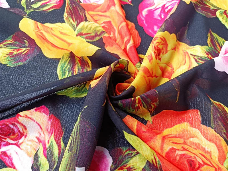 Description Picture 5 of item145cm*50cm high quality D brand chiffon fabric rose flower pattern digital printing fashion dress shirt designer fabrics