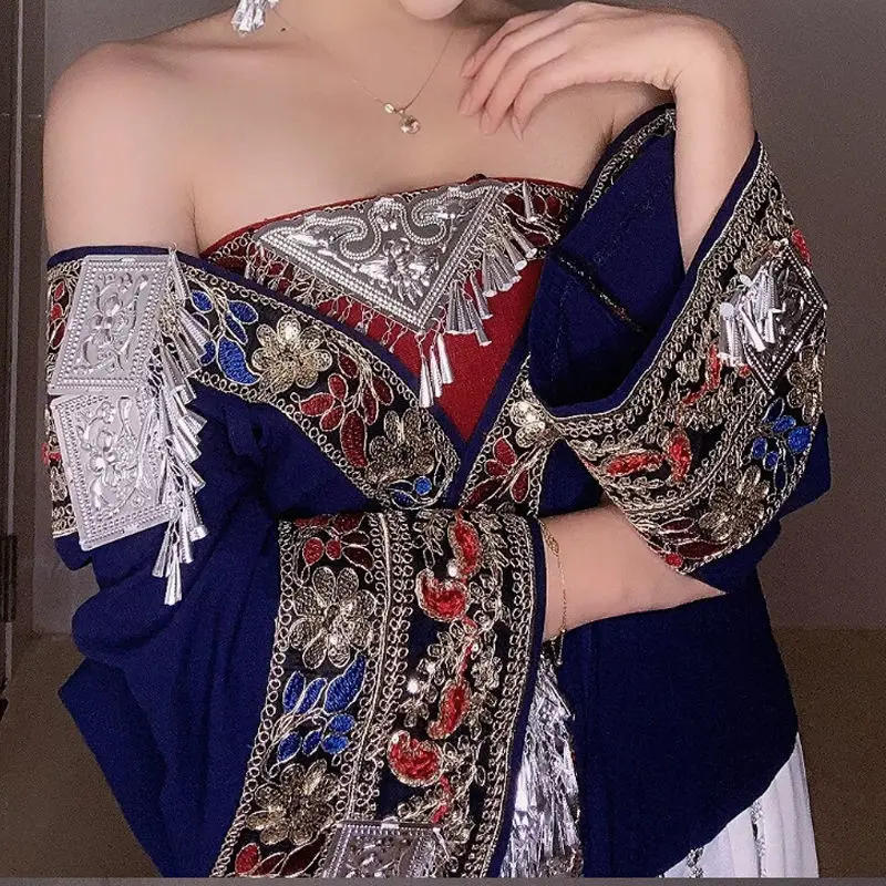 Description Picture 2 of itemVintage Embroidered DIY Apparel Sewing Fabric National Style Needlework Handmade Clothing Fabrics Patchwork Home Decoration New