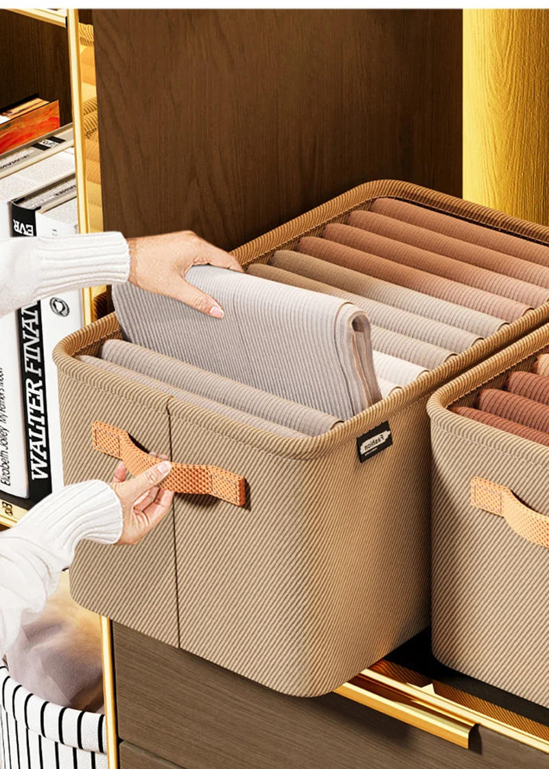 Description Picture 6 of itemFoldable Clothes Storage Organizer Box Jeans Sundry Storage Box with Handle T-Shirt Underwear Storage Cabinet Drawer Organizer