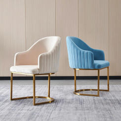 European Flannel Dining Chairs for Kitchen Designer Armchair Dining Room Furniture Brushed Stainless Steel Home Dining Chair GM