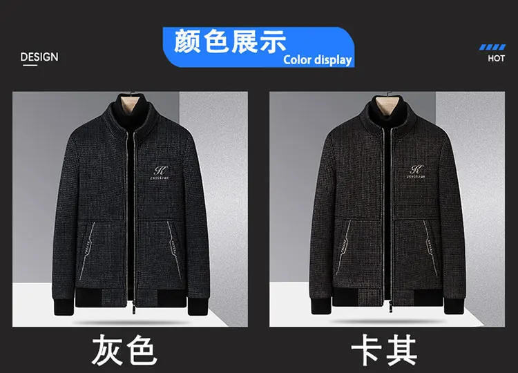 Description Picture 6 of itemHigh Quality Winter Business Woolen Jacket for Men Thickened Warm Trench Coat Stand Collar Casual Office Social Overcoat 2023