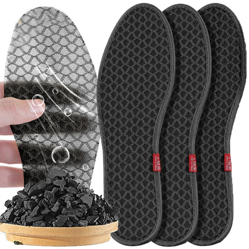 Description Picture 4 of itemDeodorant Foot Insoles Bamboo Charcoal Insert Light Weight Mesh Breathable Shoe Pad Insert Suction Perspiration Insole