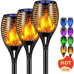 Solar Garden Flame Lights Flickering Flame Lamp Outdoor Solar Lawn Light Waterproof Yard Pathway Decor Christmas Lighting