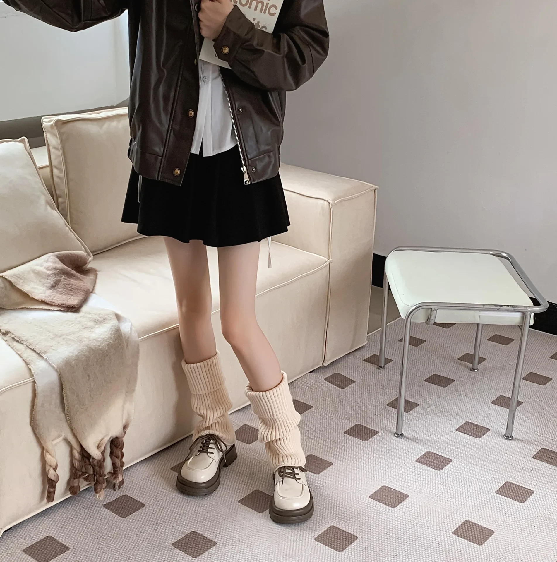 Description Picture 2 of itemThickened Leg Warmers Long Socks Korea Style JK Uniform Bubble Socks Fashion Lolita Girl Loose Socks Women's Versatile Stockings