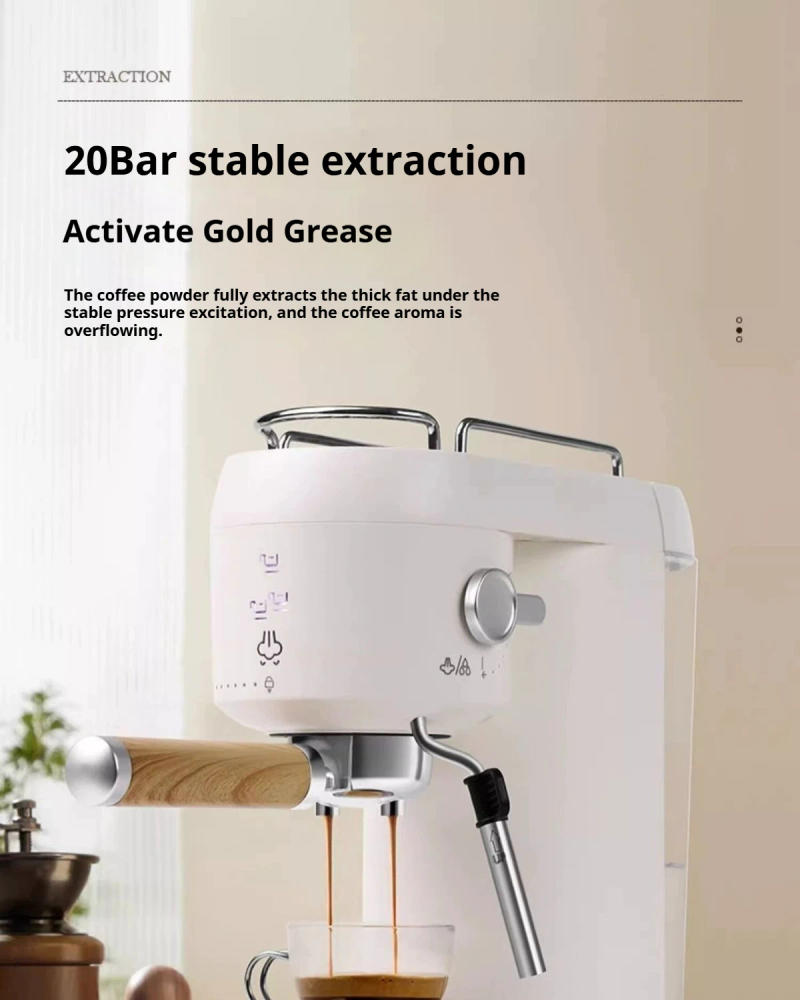 Description Picture 4 of item20Bar dual head drip pump pressure 220V 110V semi-automatic espresso machine 1000ml water tank simple one click operation