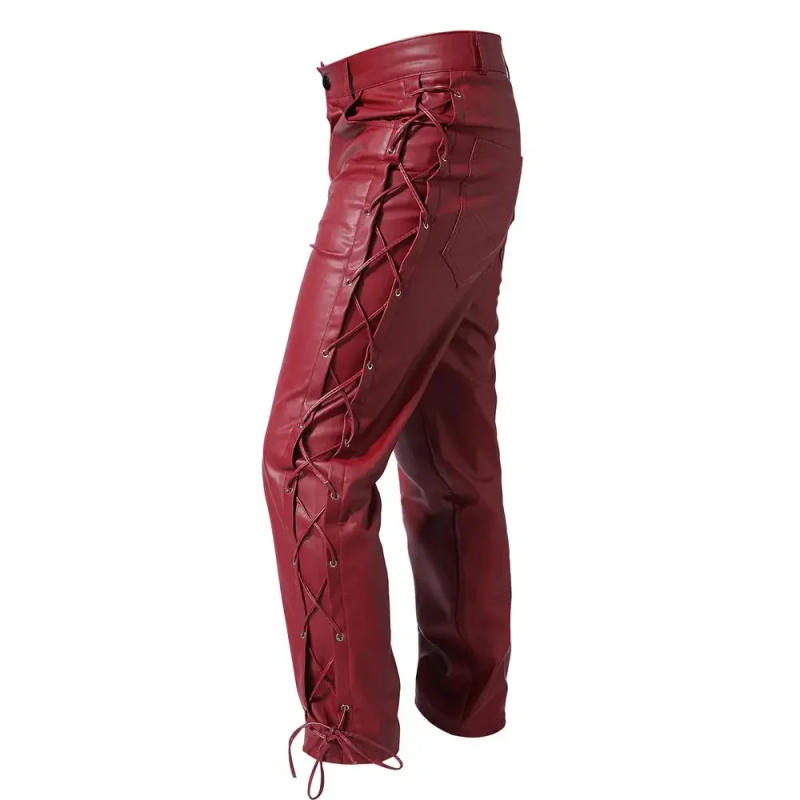 Description Picture 6 of itemTrendy, Fashionable, Handsome, and Fashionable Solid Color Versatile Casual Men's Leather Pants