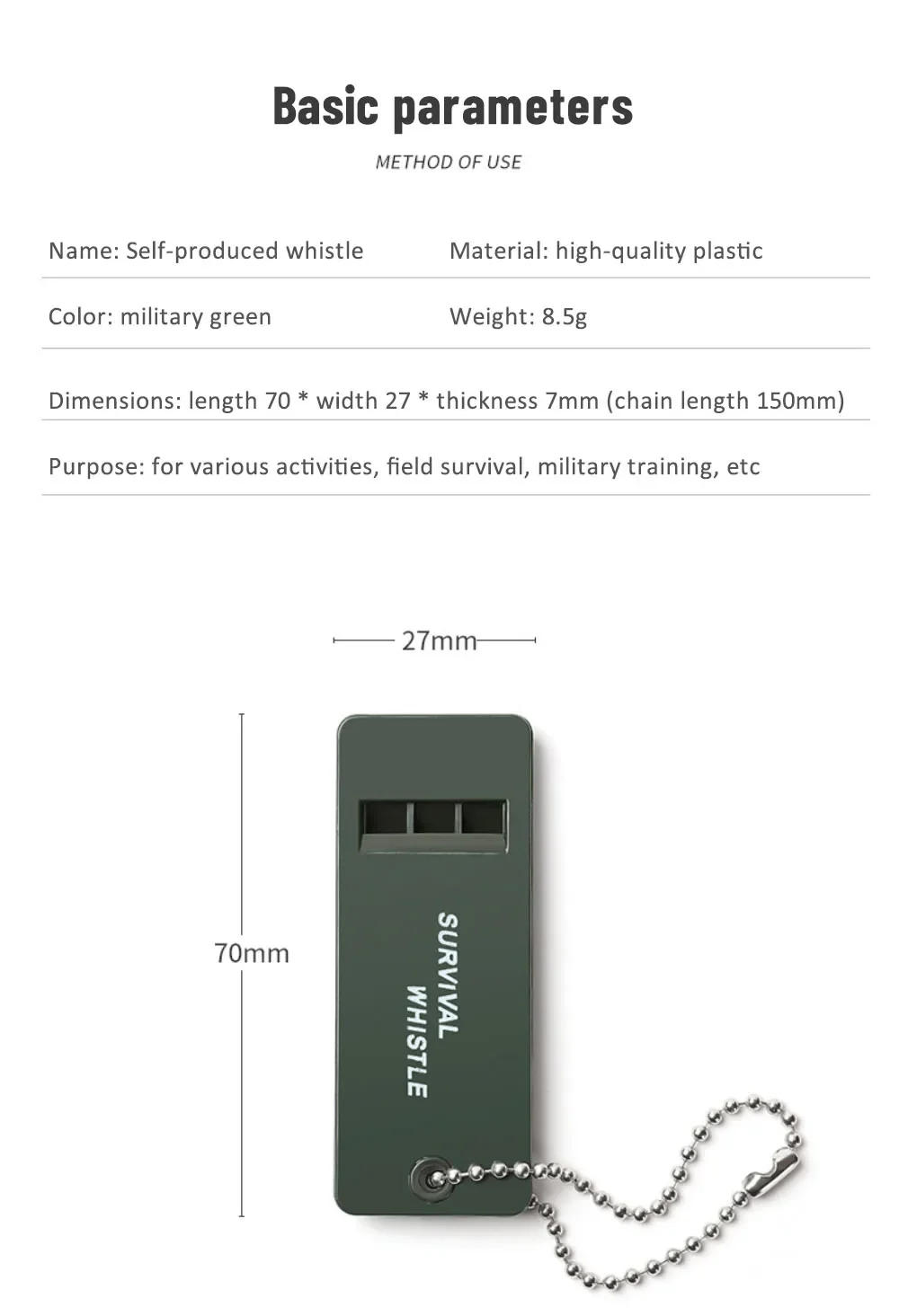 Description Picture 2 of item3-Frequency Whistle High Decibel Survival Whistle Portable Keychain Camping Hiking Emergency Survival Whistle Outdoor Tools
