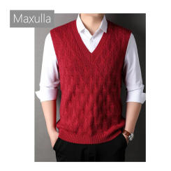 Maxulla Spring Autumn Men's Sweater Vest Casual Solid Color Sleeveless Tops Fashion Slim Retro Vest Men's Clothing