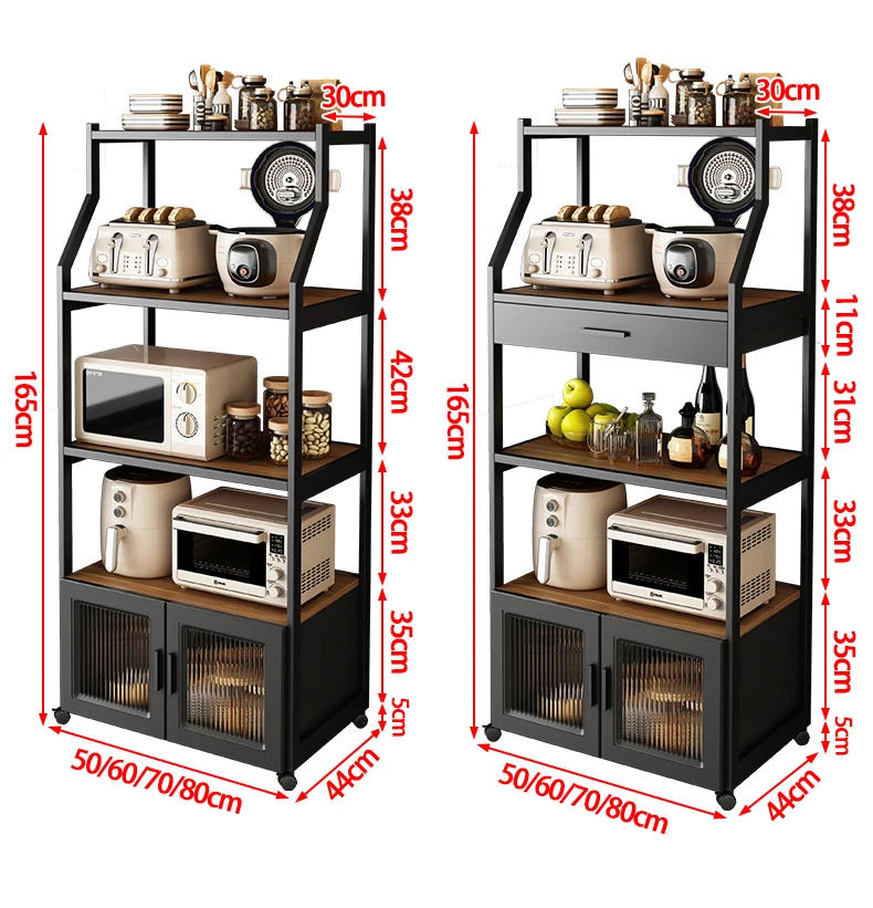 Description Picture 2 of itemModern Metal Kitchen Cabinets Kitchen Furniture Floor Multi-layer Living Room Storage Cabinets Microwave Shelf Storage Sideboard